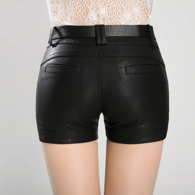 Amy Fashion - Fashion PU Leather Shorts