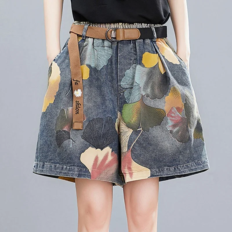 Amy Fashion - Knee Length Denim Shorts