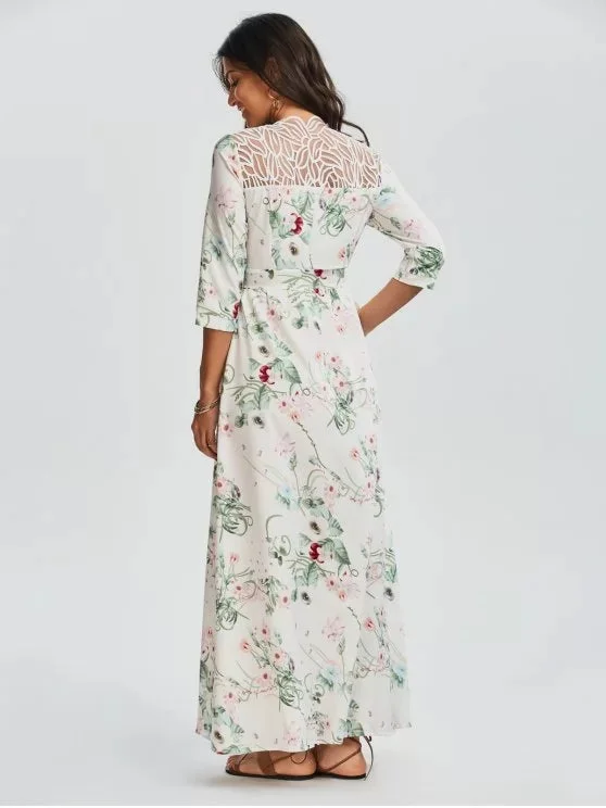 TastyHottie - Trendy Floral V Neck Slit Maxi Dress