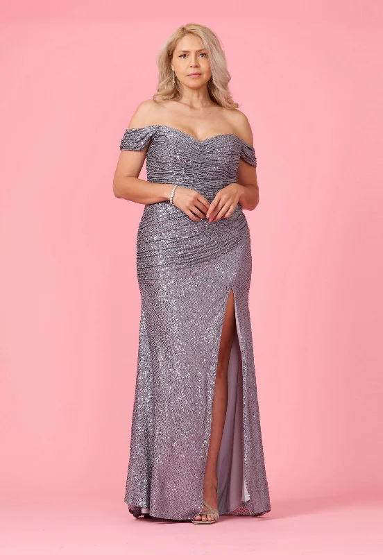 Long Mermaid Sequin Formal Party Dress Charcoal