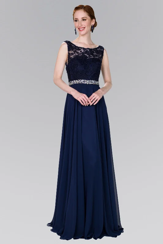 Lace Top Chiffon Long Formal Dress