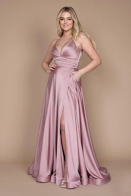 Long Spaghetti Strap Prom Formal Gown Mauve