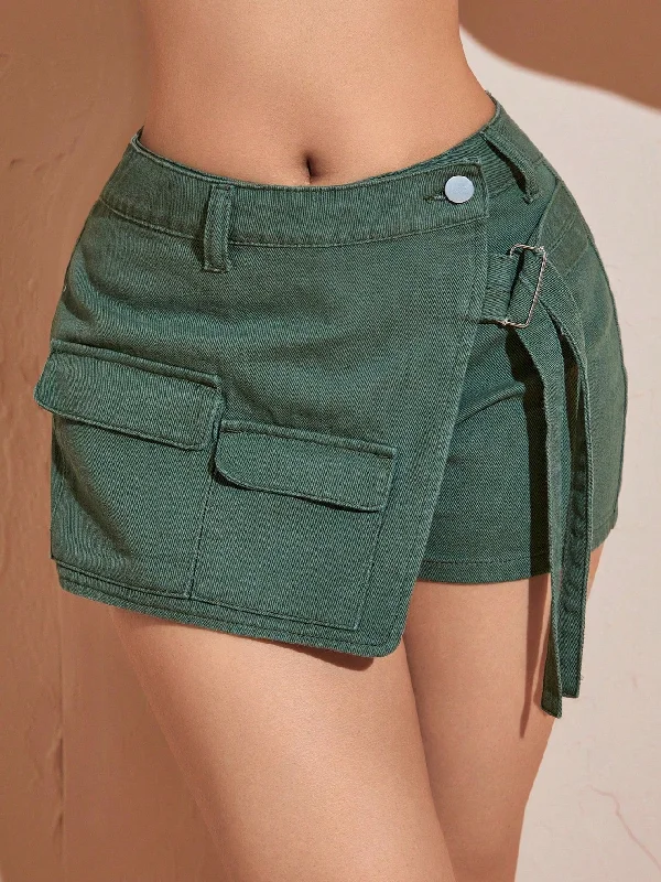 Amy Fashion - Flap Pocket Denim Skort