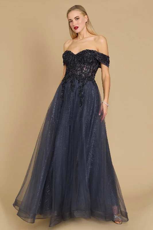 Long Off Shoulder Corset Formal Dress