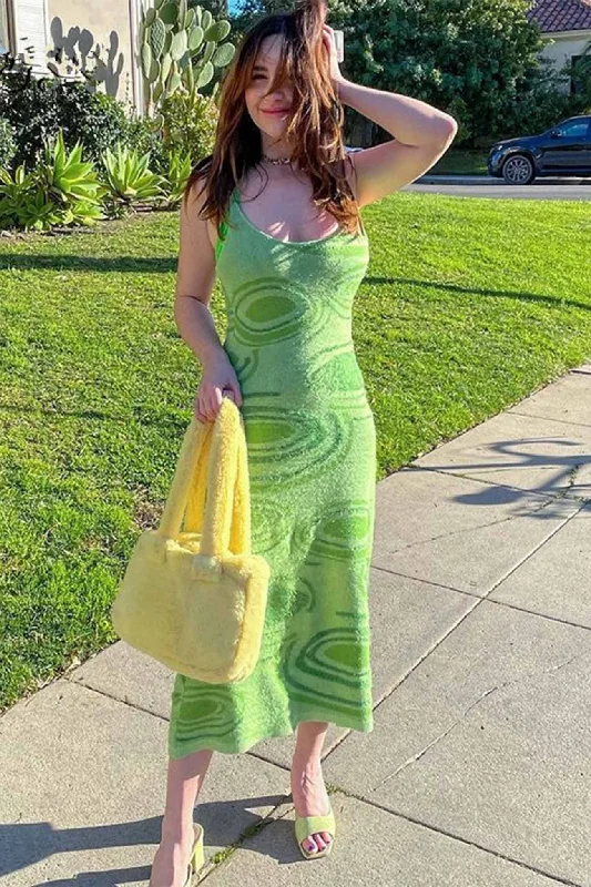 TastyHottie - Spaghetti Straps Knitted Maxi Dress