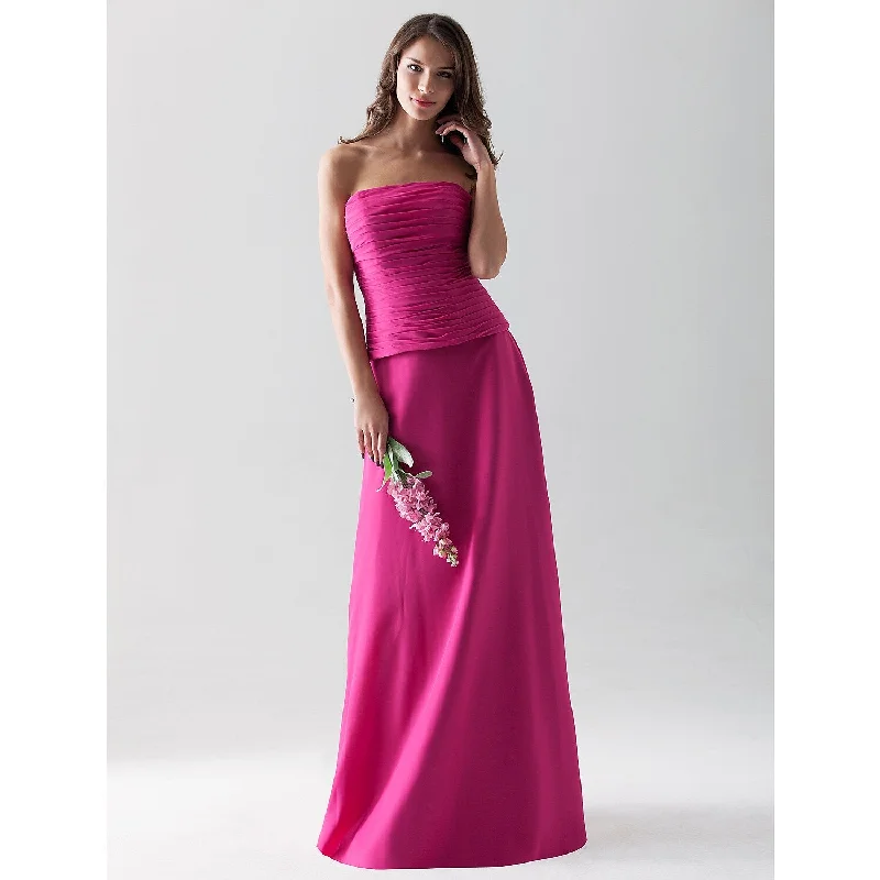 Sheath / Column Bridesmaid Dress Strapless / Straight Neckline Sleeveless Open Back Floor Length Chiffon with Ruched