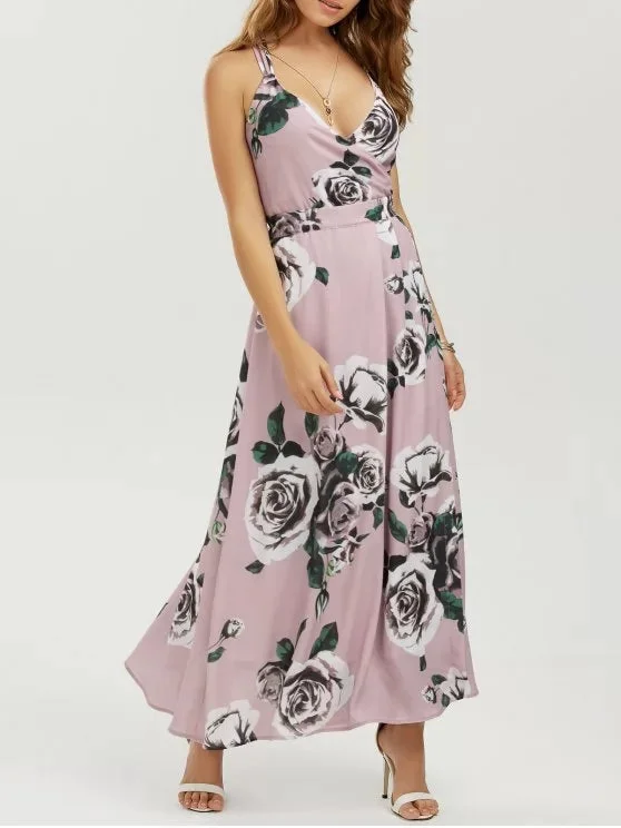 TastyHottie - Cute Floral Strappy Beach Maxi Dress