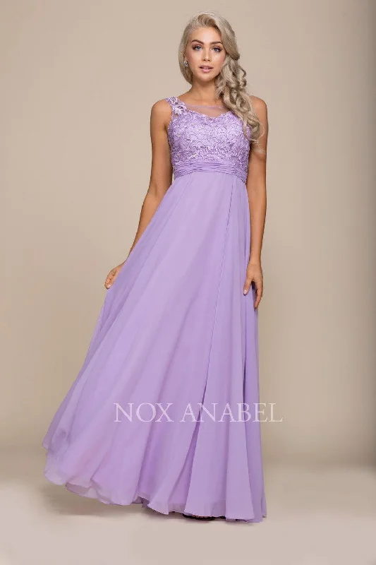 Long Lace Bodice Prom Illusion Dress