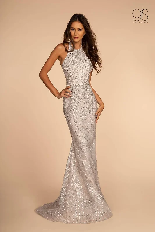 Prom Long Beaded Open Back Evening Dress