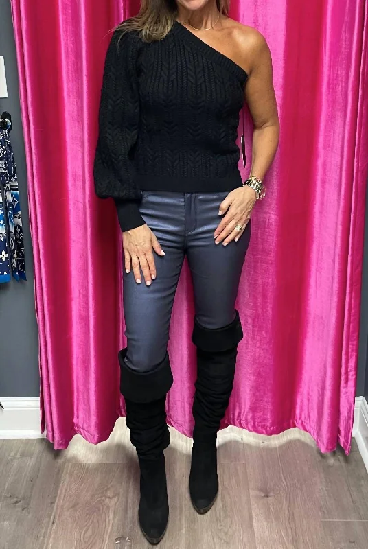 Cheri Coated Skinny Jeans In Metallic Blue