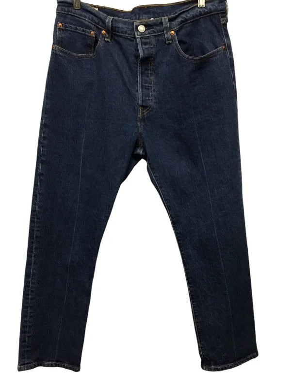 Jeans Straight By Levis In Blue Denim, Size: 14