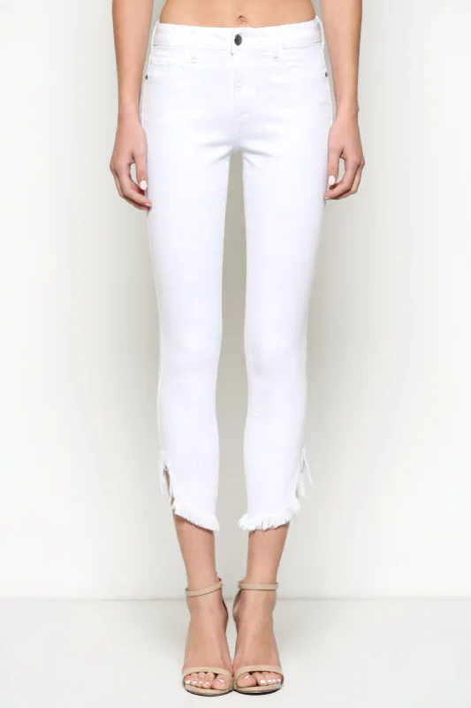 Women's Adele High Rise Frayed Skinny Jeans In White