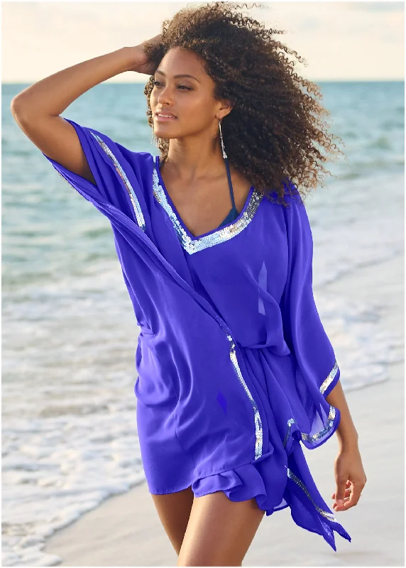 Sequin Tunic Cover-Up - Blue