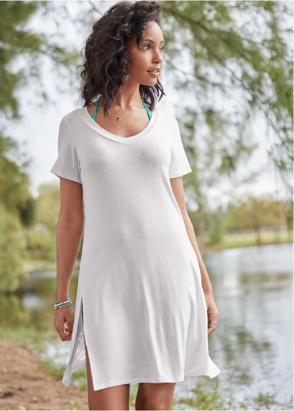 T-Shirt Cover-Up Dress - Pearl White