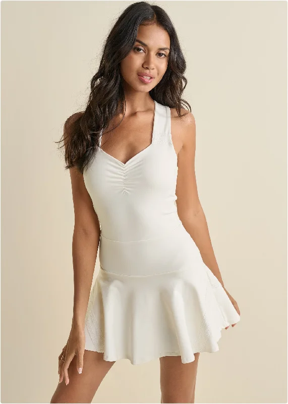 Lace Trim Tennis Dress  - Off White