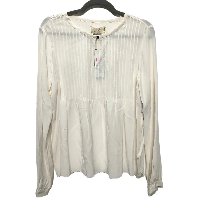 Cream Blouse Long Sleeve Nicole Miller, Size S