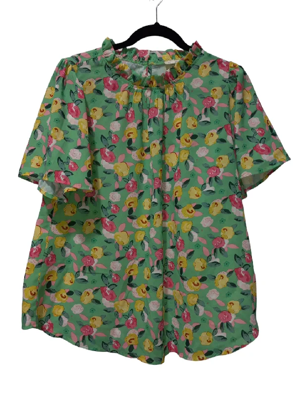 Floral Print Blouse Short Sleeve Jodifl, Size M