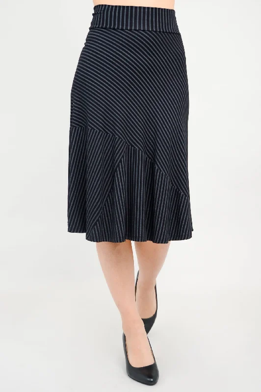 Lillian Skirt, Blk/Grey Stripe, Bamboo