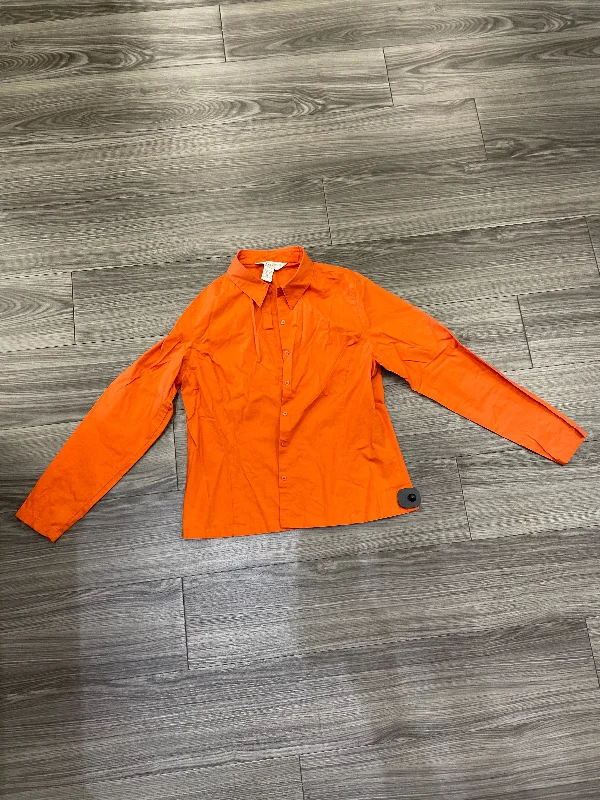 Orange Blouse Long Sleeve Casual Corner, Size 14