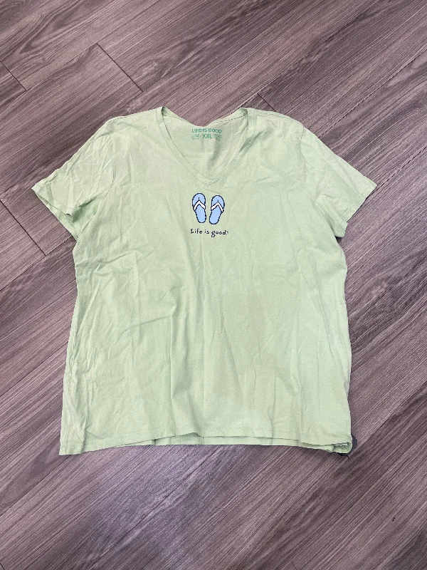 Top Short Sleeve By Life Is Good In Green, Size: 2x