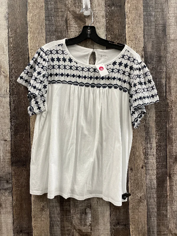 Top Short Sleeve By Loft In White, Size: L