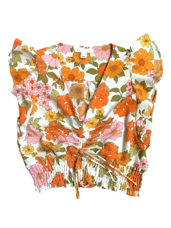 Top Short Sleeve By Monteau In Floral Print, Size: L