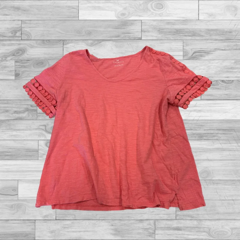 Top Short Sleeve By Talbots In Coral, Size: L