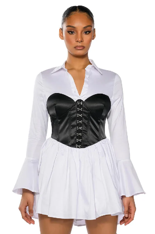 BACK TO BUSINESS CORSET MINI DRESS