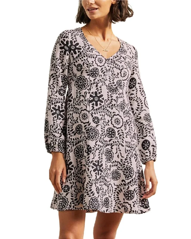 Boden V-Neck Flippy Linen Mini Dress