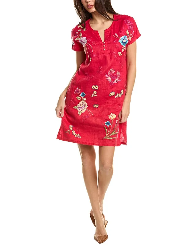 Johnny Was Jessi Button Front Linen Mini Dress