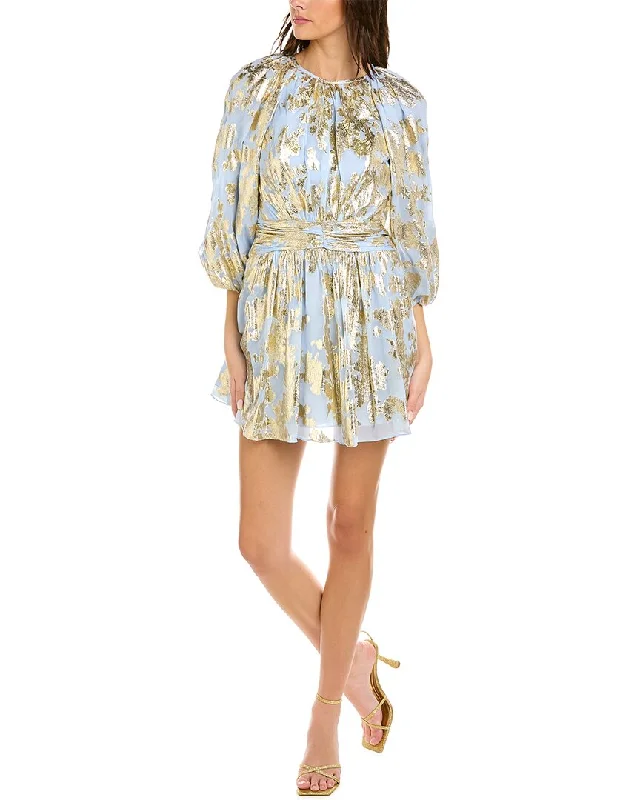 ML Monique Lhuillier Chiffon Silk-Blend Mini Dress