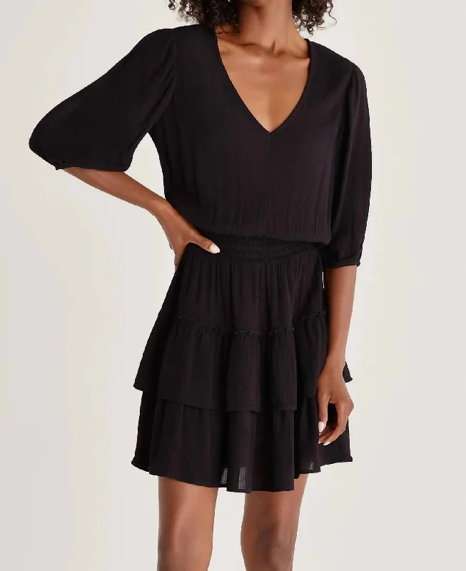 Stella Solid Mini Dress in Black