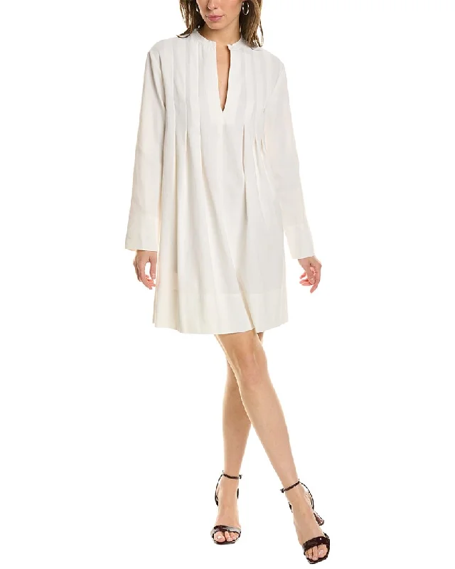 Vince Trapeze Pleat Linen-Blend Mini Dress