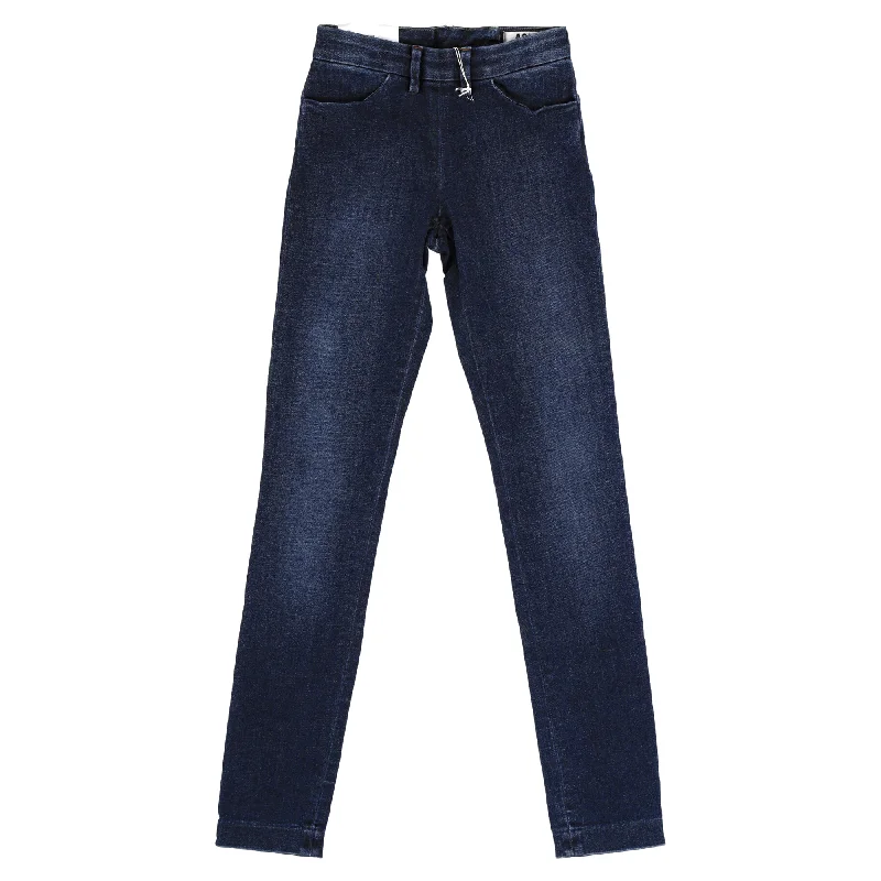 Acne Studios Back Zipped Straight-Leg Jeans in Blue Cotton Denim