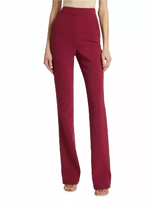 High Rise Straight Leg Pants In Sangria