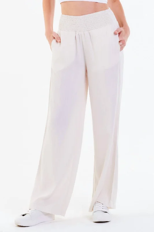 Lizzie Wide Leg Lounge Pant In Off White