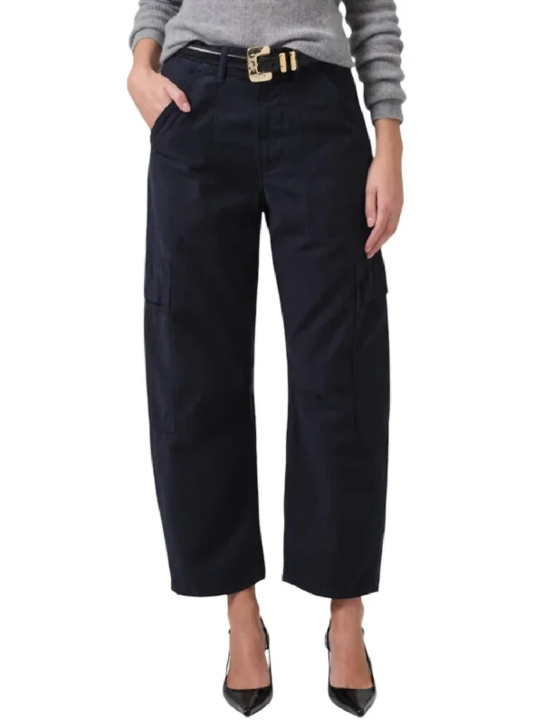 Marcelle Low Slung Easy Cargo Pants In True Navy