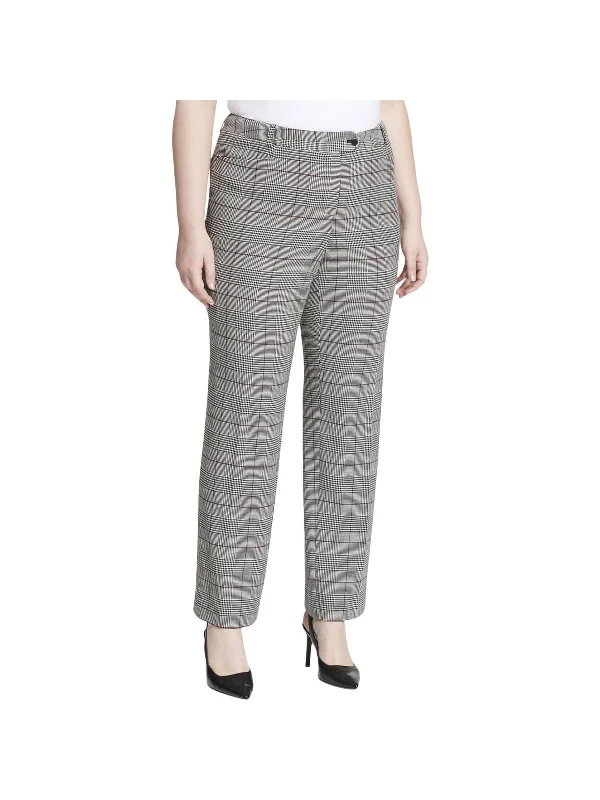 Plus Womens Plaid Modern Fit Straight Leg Pants