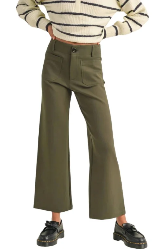 Ponte Crop Pants In Olive