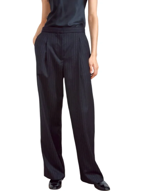 The Mercer Trouser Pants In Black Pinstripe