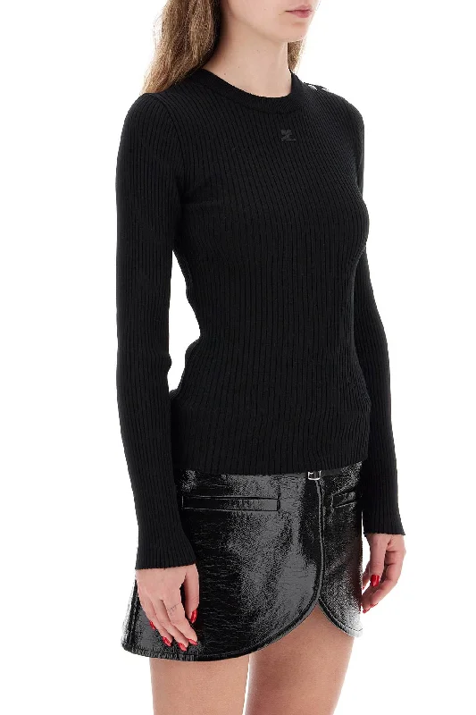 Courreges "ribbed Stretch Knit Pullover Sweater