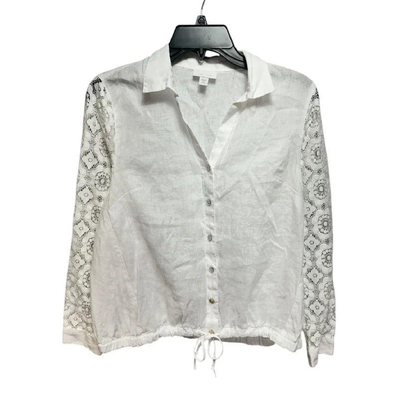 Linen Top Long Sleeve By J. Jill In White, Size: Xs