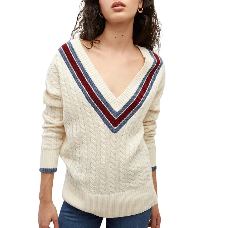 Sibley Cable Knit Sweater In Ivory Multi