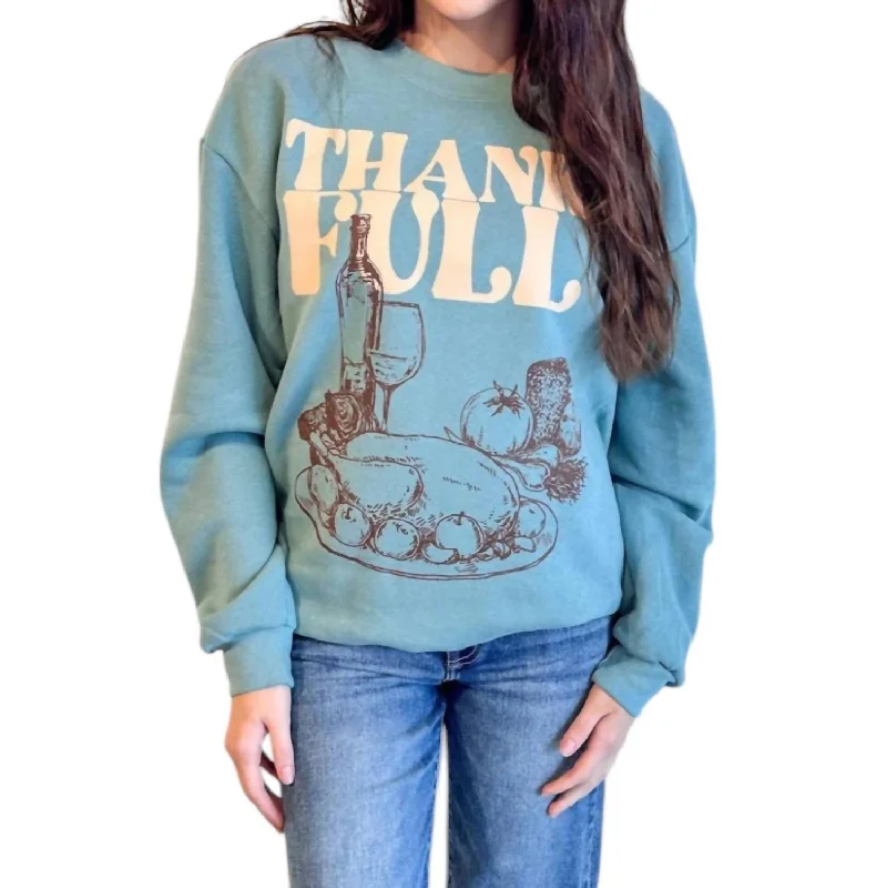 Thankfull Oversized Cozy Sweatshirt In Artic Green