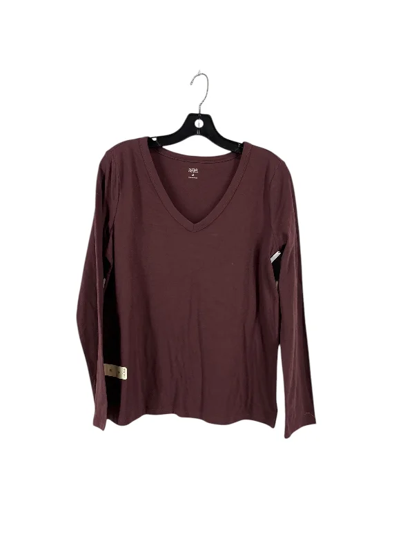 Top Long Sleeve By Ana In Brown, Size: M