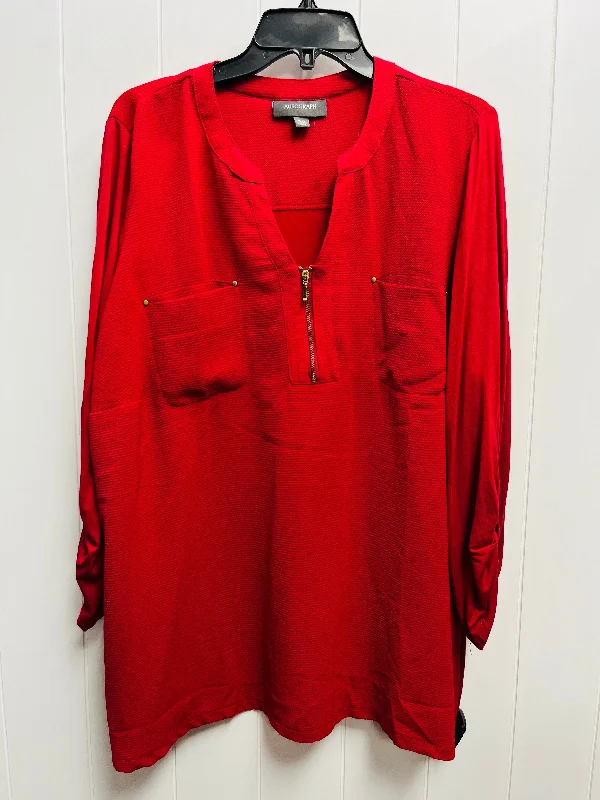 Top Long Sleeve By Autograph In Red, Size: 20