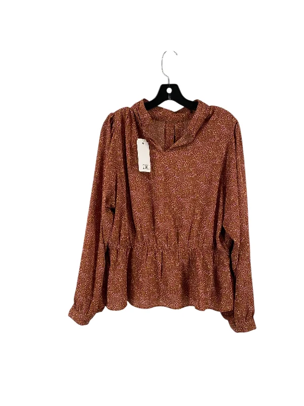 Top Long Sleeve By Dr2 In Brown, Size: Xl