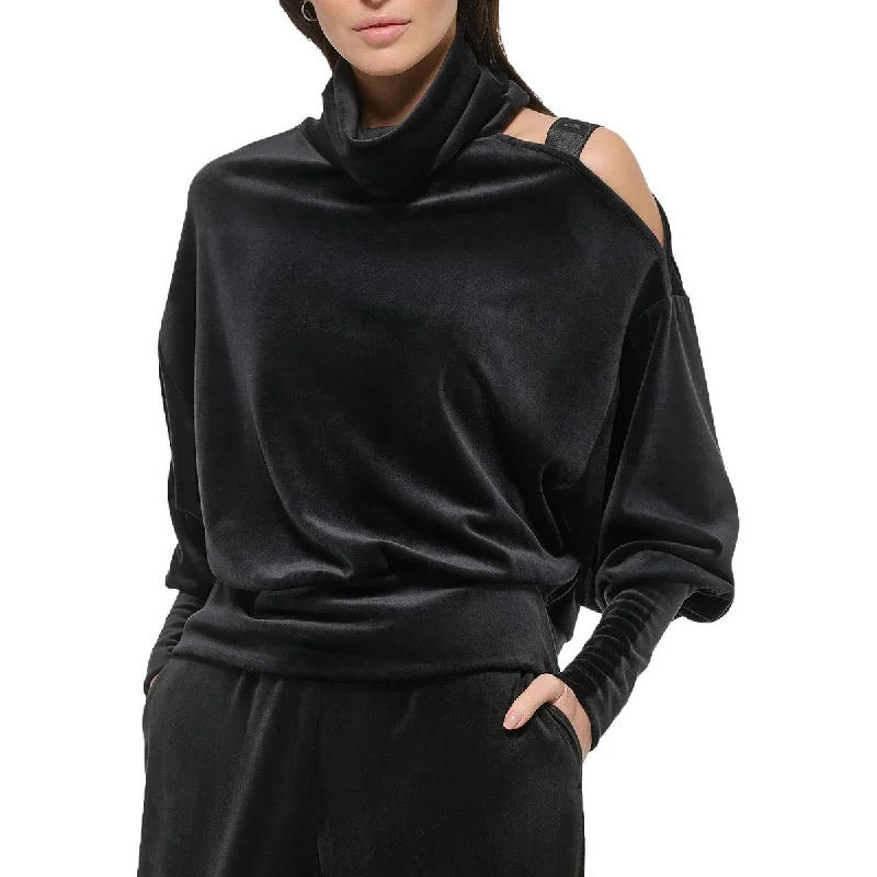 Womens Cutout-Shoulder Shirt Turtleneck Sweater