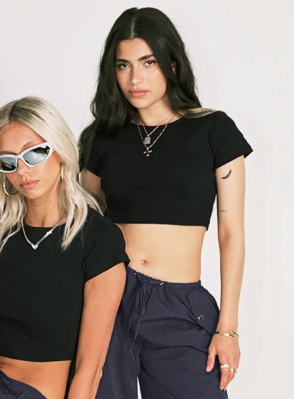 Classic Crop Tee Black Petite