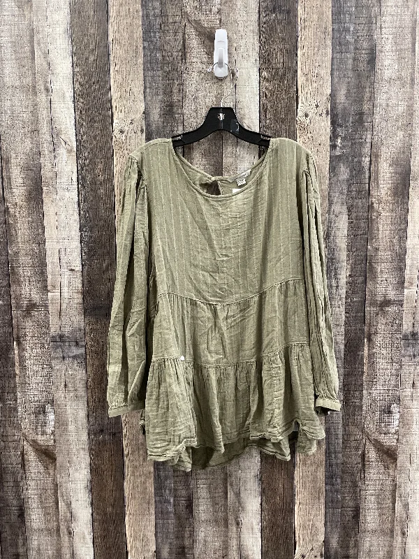 Top 3/4 Sleeve By American Eagle In Green, Size: Xl